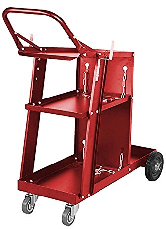 Red Welding Cart Plasma Cutter Welder Mig Tig Arc Storage for Tanks Gas Bottle