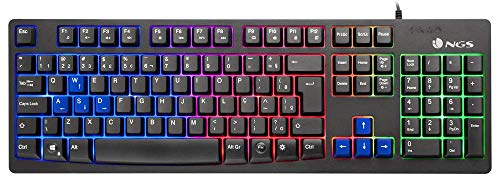 NGS GKX-300 Teclado Gaming USB con Luces LED y Teclas Multimedia, Plug&Play (QWERTY Español)