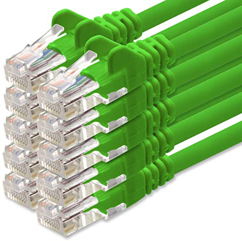 1aTTack.de 2m Cavo di Rete verde - 10x - Cat.6 Ethernet Gigabit Lan RJ45 10 100 1000 Mbit s - Cavo Patch UTP compatibile con Cat.5 Cat.5e Cat.7 Cat.8 - verde - 10x - 2m