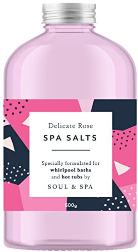 Delicate Rose Spa Bath Salts for Hot Tubs and Whirlpool Bath 600gr Natural Aromatherapy Vegan Sea Salt Crystals Fragrance