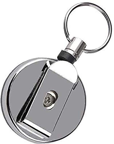 XTRAFAST VOLLMETALL Schlüsseljojo mit Gürtelclip für Schlüssel und Ausweise aus METALL/ausziehbar, reißfest & vielseitig/starker Federzug