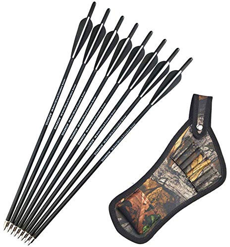 SHARROW 12 x Armbrustbolzen 20 Zoll Carbonpfeile Armbrustpfeile 16 17 18 22 Zoll Bolzen für Armbrust mit Pfeilköcher Armbrustpfeil Köcher (Schwarz, 20)