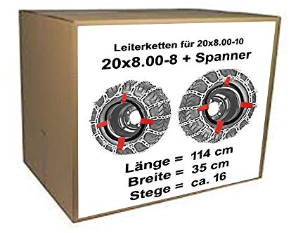 für Reifen 20x8.00-8 20x8.00-10 Schneeketten + Spanner für Rasentraktor Aufsitzmäher auch 20 x 8.00-8 20 x 8.00-10