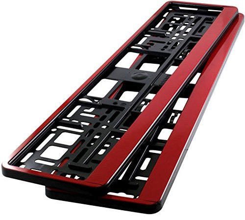 Kennzeichenhalter ROT HP passend für deutsche EU standard Kennezichen 520 x 110 mm, 2 Stück NEU