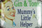 generisch Blechschild 20x30cm gewölbt Gin & Tonic Mummy´s Little Helper Vintage Deko Geschenk Schild Bar Retro