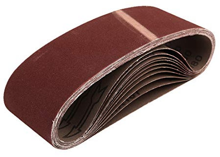 sourcing map 10Stk. 533 * 75mm 180 Körnung Aluminiumoxid Schleifband Schleifpapier auf Rolle