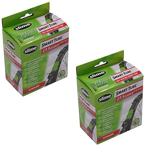 Slime 27.5 X 1.90-2.1 Self Healing Inner Tubes with Schrader Valve & Ano Adapters (Pair)