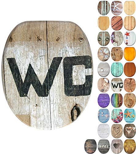 Sanilo WC Sitz ohne Absenkautomatik, viele schöne Holz Toilettendeckel zur Auswahl, hochwertige und stabile Qualität (Old Style)