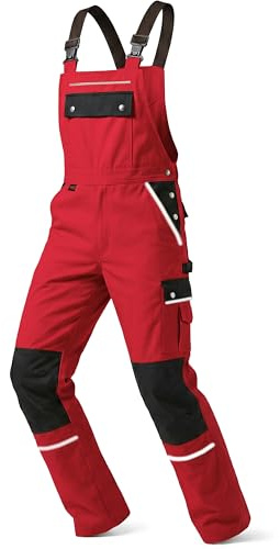TMG® Arbeitslatzhose für Herren, Sicherheitshose mit integrierter Kniebandage und elastischen Trägern