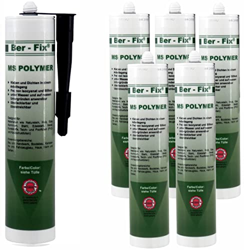 Ber-Fix MS Polymer Schwarz 6x 440g – Flexibler Kleber für Teich, Bootsbau & Karosseriereparaturen