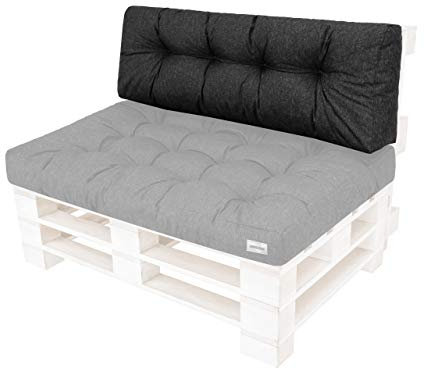 PillowPrim Palettenkissen Palettenauflagen Paletten Polster Auflagen Bedeckung Gartenkissen Outdoor Palettenauflagen (Rückenlehne 120x40), Schwarz gesteppt