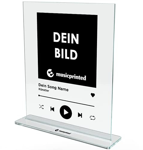 MusicPrinted Personalisiertes Song Cover aus 3mm Acrylglas mit eigenem Bild und Wunschtext | Geschenkidee für Muttertag, Vatertag, Geburtstag, Valentinstag, Weihnachten | Spotify Bild Geschenk