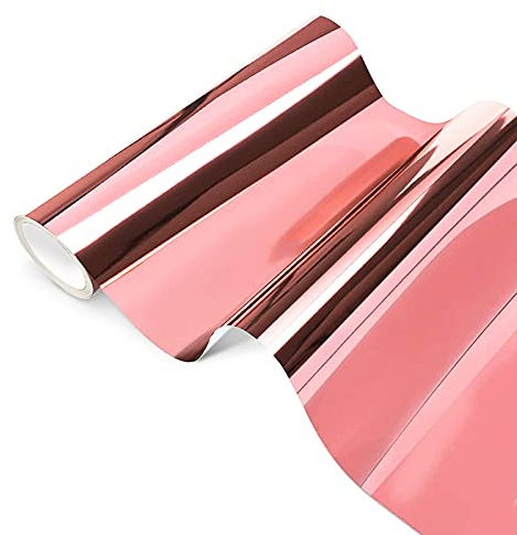 ZJTAPE Glänzende Holografische Opal-Vinyl, Rosegold Selbstklebend Vinylfolie - 30,5 x 250 cm, Glänzend Metallisch Plotterfolie Selbstklebende Permanent, Für mit Kamee und Ausstechern für Dekoration