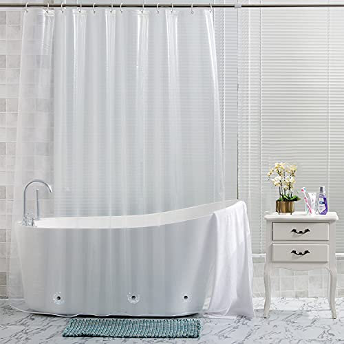 Trimming Shop Rideau de Douche PEVA avec aimants inférieurs - Doublure de Rideau de Douche Transparente résistante à la moisissure et à la moisissure avec 12 Crochets pour Rideaux - 180 cm x 180 cm