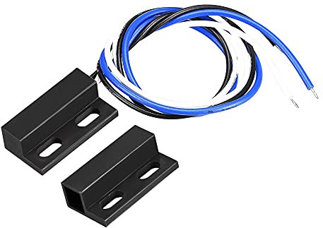 sourcing map Kabelgebundener Türkontakt Fenstersensor NO NC Oberflächenmontage Magnetischer Reedschalter Schwarz