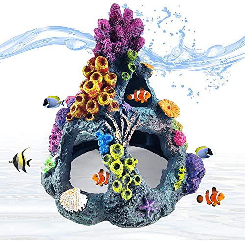 Reofrey Korallen Aquarium Dekoration, Aquarium Ornament Dekoration, Marine Aquarium Ornament, Für Fisch Wasserorganismen Betta Sleeps Rest Hide