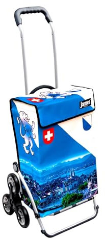 James® Einkaufswagen Design Zuerich, moderner Einkaufstrolley, bunter Lifestyle Trolly, Rollkoffer für Shopping, bis 50kg Tragkraft, Grosse Räder, Made in Österreich!