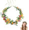 Stirnband Blume Krone, Stirnband Blumen, Blumenkranz, Krone Blumengirlande, Künstliche Blumen Krone Braut Kopfstück Greenery Krone Haarreif Blumen (Gelb)