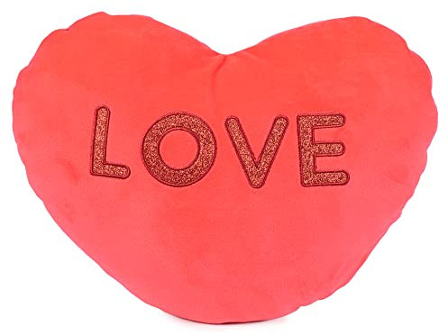 Famosa Softies - Peluche Hello Pillow Love Edition, Color Rojo, Cojín con Forma de corazón y Letras Love Bordadas, blandito y Suave, para Regalar San Valentín, Cumpleaños y Aniversario, (760022728)