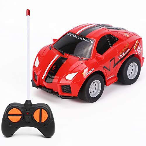 Highttoy Remote Control Car Toys for Kids Age 2+, 2.4GHz 4-Channel Mini RC Racing Car Toys for Boys Girls, Red