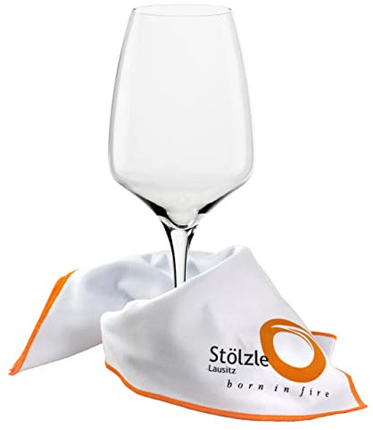 Stölzle Lausitz Microfaser Poliertuch 35 x 60 cm/Mikrofasertuch fusselfrei für streifenfreie und hochglänzende Glasoberflächen/hochwertiges Microfasertuch zum Gläser polieren