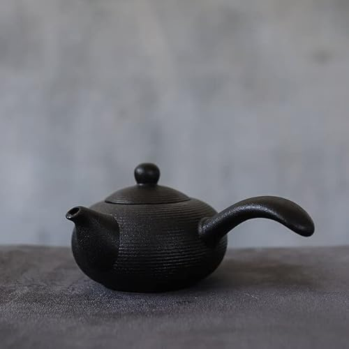 AILIFE Black Crockery Kyusu Teekanne, handgefertigt, chinesische Teekanne, 165 ml