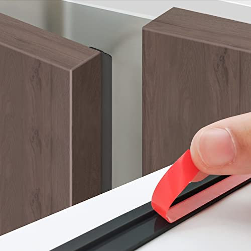 9,8 Ft*5 pcs Schranktür-Dichtungsstreifen - Selbstklebende Türdichtung Zugluftstopper mit stark haftender selbstklebender Rückseite,blockiert Staub und hält Ihre Schränke sauber und trocken (Schwarz)