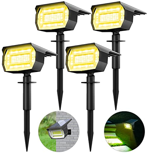 4 Stück Solarstrahler für den Außenbereich, 72 LED, Solarlampe, für den Außenbereich, wasserdicht, IP65, Solarlicht, für den Außenbereich, verstellbar mit 3 Beleuchtungsmodi, 120 °, Beleuchtung für