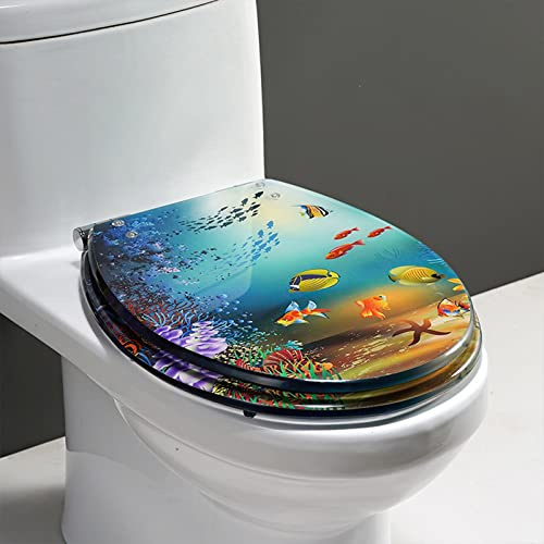 Ocean Pattern WC-Sitz, Hygienischer Toilettensitz Mit Absenkautomatik, WC-Deckel Mit Fix-Clip Befestigung, Aus Kunstharz, Einfache Montage WC Deckel Toilettensitz,Grün