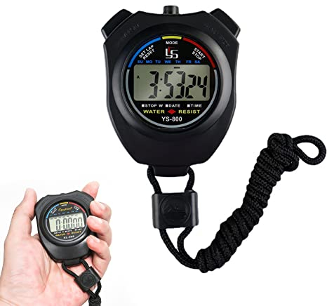 Jaimela Digital Sport Stoppuhr Timer, Handheld Chronograph Digital Uhren Stoppuhr mit Wecker, Kalender, Woche, für Fußball, Basketball, Laufen, Schwimmen, Fitness und mehr