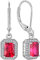 YL Damen Ohrhänger 925 Sterling Silber Juli Geburtsstein Rubin Quadrat Ohrringe