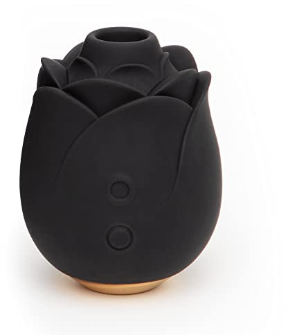 Fifty Shades of Grey Hearts & Flowers Rose Toy für Frauen – Klitoris-Sauger mit 6 Intensitätsstufen – Klitoris-Saugvibrator in Rosenblütenoptik – Wiederaufladbares & wasserdichtes Sextoy – Schwarz