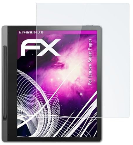 atFoliX Glasfolie kompatibel mit Lenovo Smart Paper Displayfolie, 9H Hybrid-Glass FX Schutzpanzer Folie