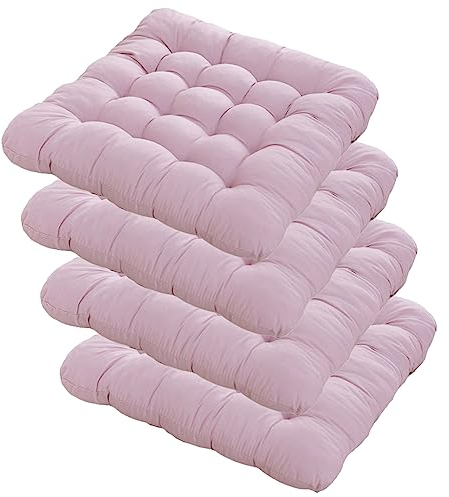 Trayosin 4er Set Stuhlkissen 40x40 cm Sitzkissen Bodenkissen,Elegantes Sitzkissen für Gartenstuhl Stuhlkissen mit weicher Polyester-Füllung für Indoor und Outdoor (Rosa)