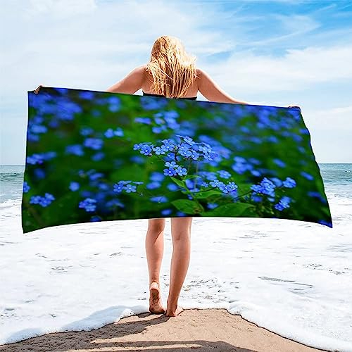 Strandtuch DunkelgrüNes Vergissmeinnicht Mikrofaser Handtuch Strandlaken Anlage Schnell Trocknen Strandhandtuch Herren Frauen BadetüCher, HandtüCher, StrandtüCher 70x140cm