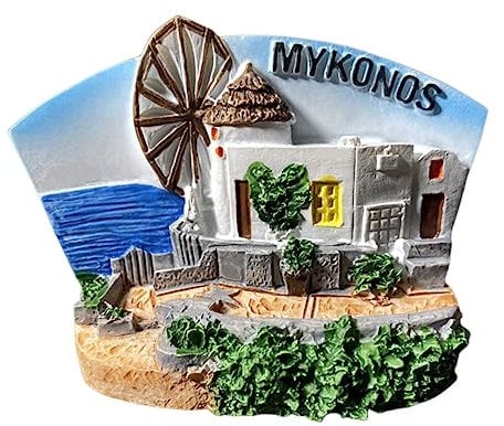 Windmill House Mykonos Greece Refrigerator Magnet Travel Souvenir 3D Fridge Decoration Magnetic Sticker Hand Painted Craft Collection