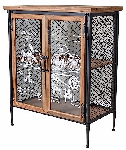 Anrichte „LOFT Studio“ – Gitterschrank im Industrial Stil | Holz & Metall | 2 verglaste Türen & 2 Ablagen | Vintage Sideboard lof109 Palazzo Exklusiv