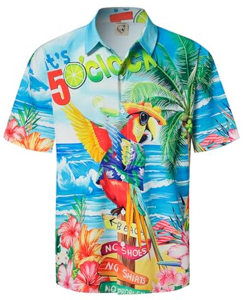 Hardaddy Hawaiiansk sommarskjorta för män, med roligt tryck och knappar, avslappnad, för bowling