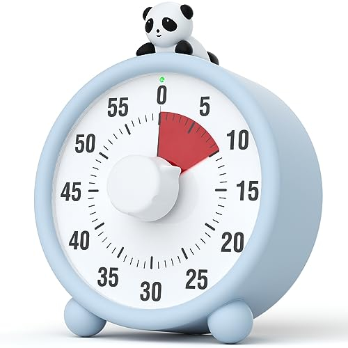 LIORQUE Minuteur Visuel Enfant Rechargeable avec Fonction Pause, Support Sonore et Muet, Timer Enfant avec Boîtier en Silicone, Convient aux Cuisine, Salle de Classe, Réunions - Bleu Clair