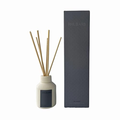 IMPACTE Milano. Ambientador Mikado Aromático 100ml, Ambientador Varillas. Vaso de Cerámica Reciclada. Difusor Perfumado para Hogar. Vila Hermanos (Azul Gris - Rhubarb)