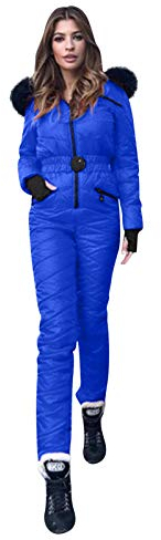 Schneeanzüge Für Damen, Schneeoverall Für Damen Mit Gürtel Ski Suit Women One Piece Langarm Snowboardjacke Damen Warm Winter Warmeschneeanzug Größe 48 Damen Waist Snatching Pink Weiß Blau Schwarz