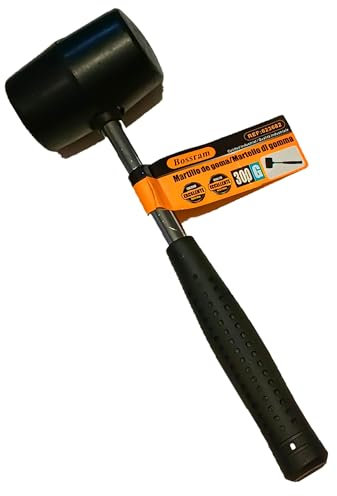 Martello di Gomma 300G, Nero, Manico Acciaio con Impugnatura Antiscivolo, Lunghezza 26 cm