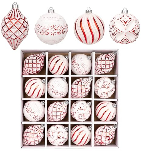 12er-Set Dekorative Weihnachtskugel Rustikale Weihnachtskugel-Ornamente im Vintage-Stil Weihnachtsdeko Weihnachtsbaum Dekoration Set für Weihnachtsbaum, Weihnachtshochzeitsfeier, Rot
