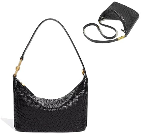 Veganes Leder, gewebte Tasche für Damen, Tragegriff oben, Hobo-Umhängetasche, Umhängetasche, Schultertasche