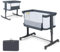 DREAMADE 3 en 1 Lit Cododo Bébé avec Matelas Lit Berceau Nouveau-né Pliant à Hauteur Réglable,Inclinaison 10°,Roues Universelles avec Frein Charge 9 KG 0-6 Mois(Gris Foncé)