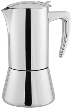VIA CREMA Moka Acero inoxidable – 4/6 tazas para café expreso [200/300 ml] (6 tazas/300 ml)