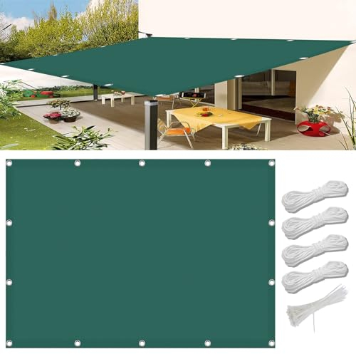 Sonnensegel Atmungsaktiv Rechteckig mit Ösen 4.5 x 6 m, HDPE Wetterbeständig Atmungsaktiv, Sonnenschutz SunSail Sonnensegel, Sonnensegel Abschattung, für Garten Balkon, Dunkelgrün