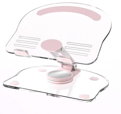 XIYIASUN 360 Degree Rotating Tablet Stand, Adjustable Foldable Desk Holder, Multi-Angle, Non-Slip Silicone Base, Pink, Compatible with 4-12.9 inch Tablets & Smartphones