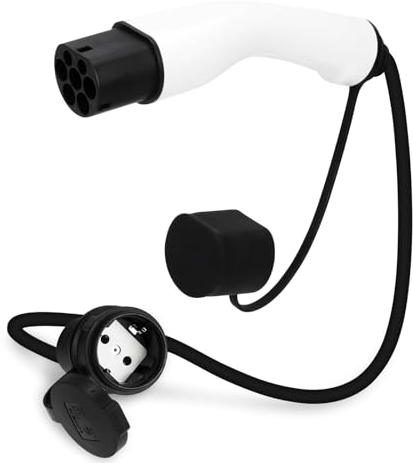 VOBOR Cavo Ricarica Auto Elettrica Tipo 2, Cavo di Ricarica Schuko 3,5 kw 16 A, Adattatore per Cavo di Ricarica EV Tipo 2 su Schuko, 0,5 m, 250 V, Cavo di Ricarica per EV, e Scooter