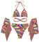 FYMNSI Festival Outfit Damen Techno Rave Outfits Sexy Regenbogen Bikini Set Handschuhe G-String Badeanzug Bademode Pole Dance Nachtclub Clubwear Reizw?sche Dessous Regenbogen M